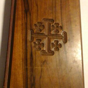 Old Wooden Covered Bible   Red letter..King James